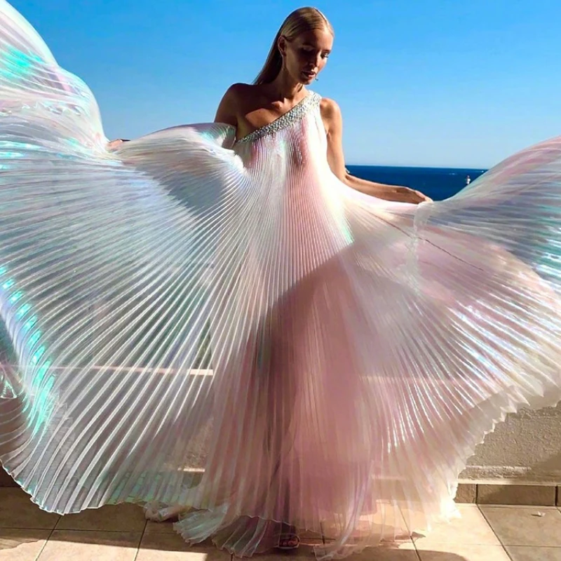 Crystal Mesh Fabric - Órgão tecido plissado cor ilusoria design