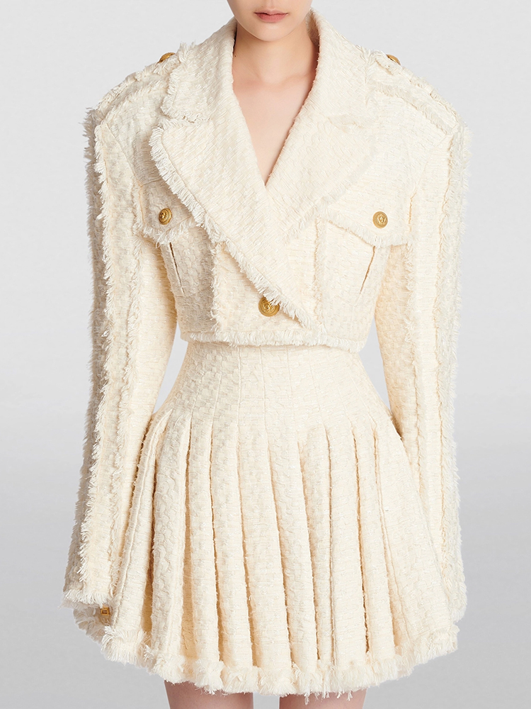 Tassel Fringe Trim - Borla feminina franjada tweed aparada jaqueta,