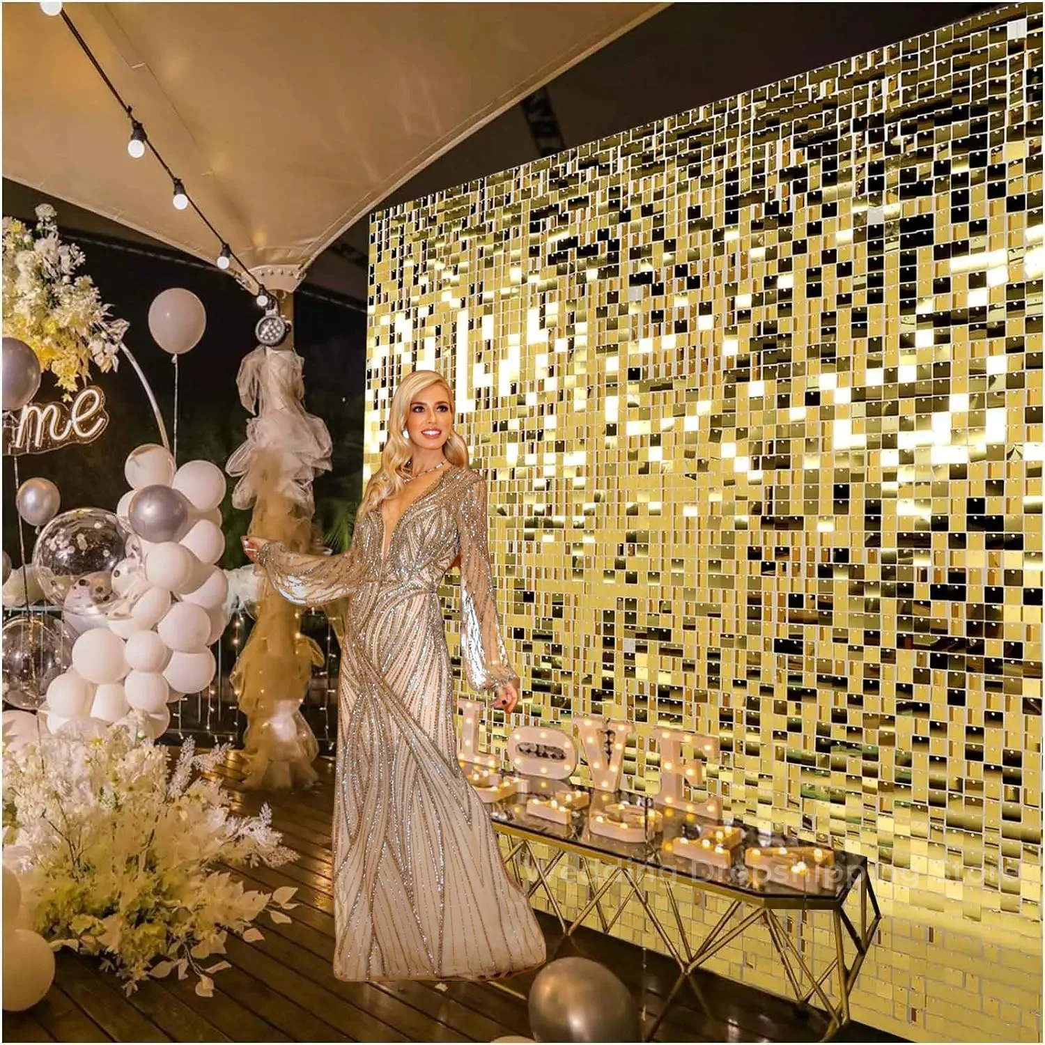 12/24/30 pçs cenários de pared - Sequin Fabric Panel avaliação e preço