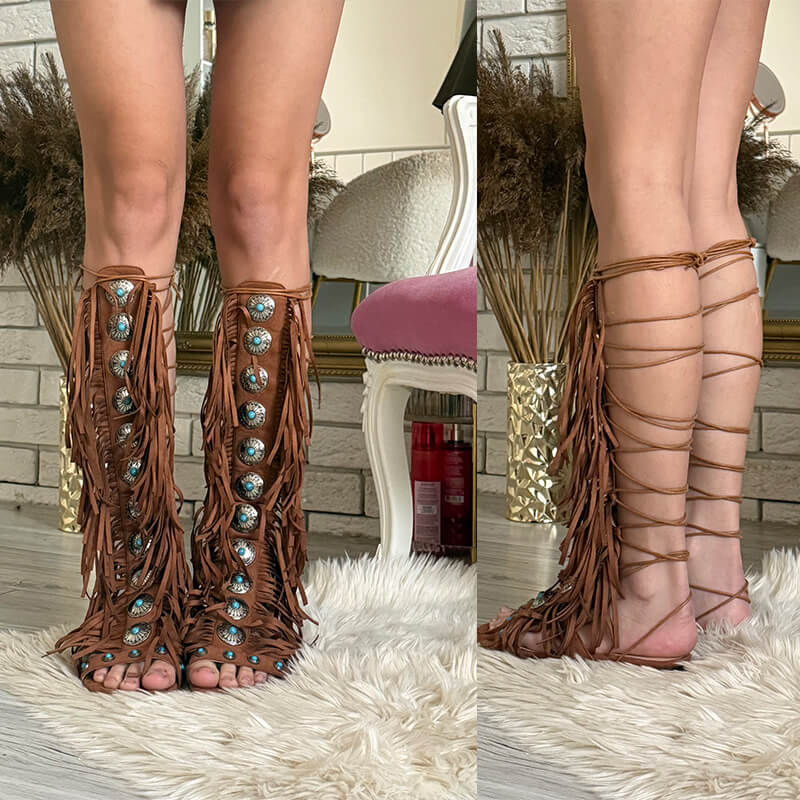 Sandálias Femininas Onlymaker  - Tassel Fringe Trim avaliação e preço